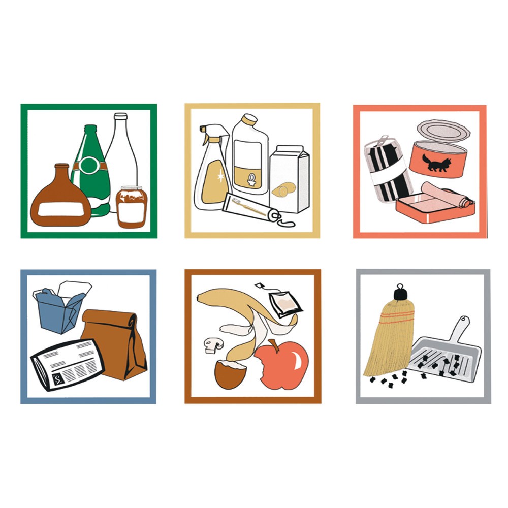 Imagen del producto: Juego de etiquetas adhesivas para contenedores de reciclaje Stumpf®, cuadradas, impermeables, 6 ud/UV