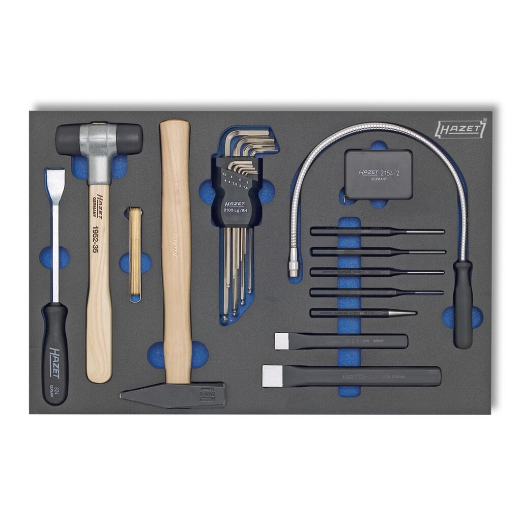 Juego de herramientas HAZET®, llave angula+cincel plano, etc., 22 piezas Imagen del producto: Juego de herramientas HAZET®, llave angula+cincel plano, etc., 22 piezas