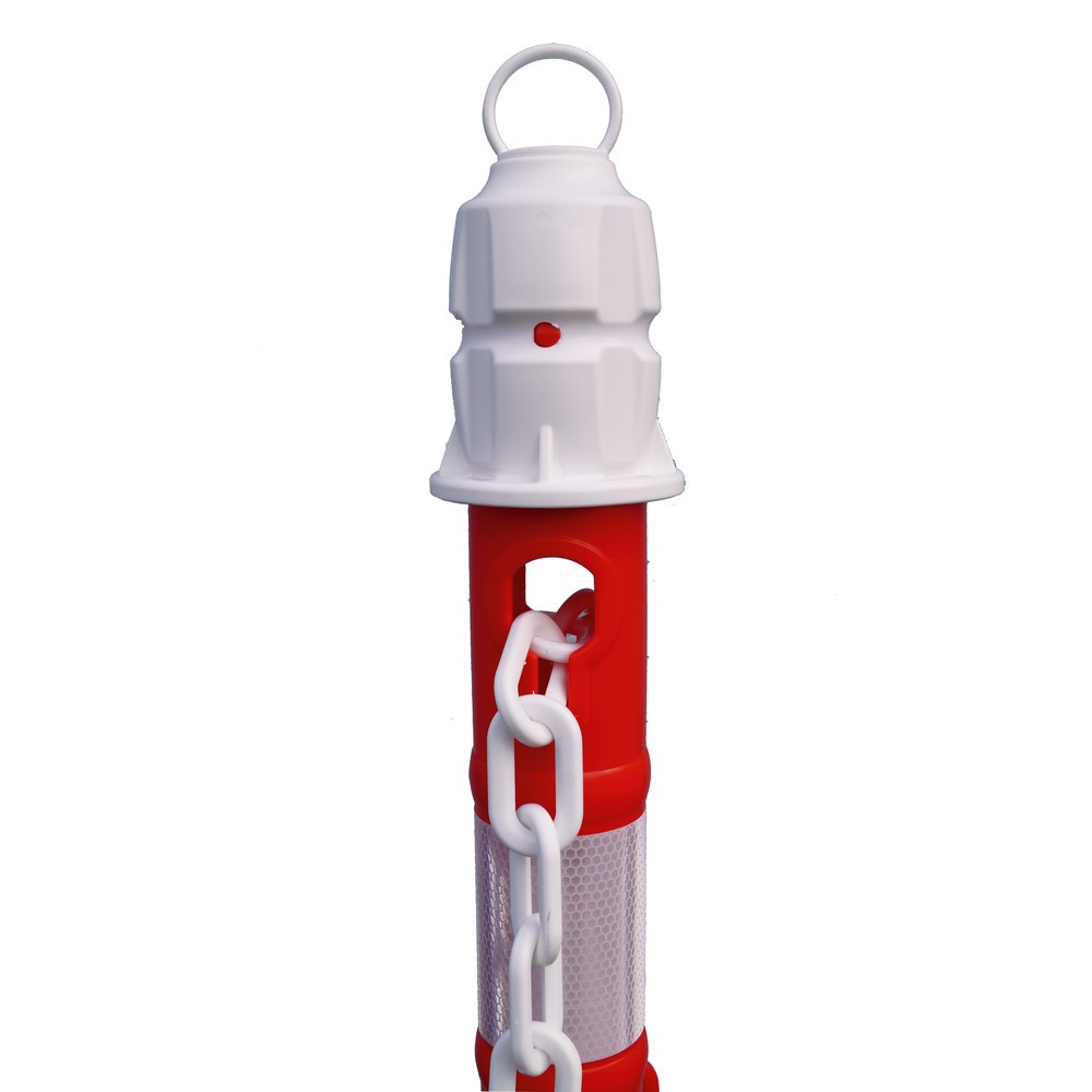 Número de imagen del producto 3: Juego de postes para cadenas Premium, 4 postes rojo/blanco, 3 cadenas de 3 m