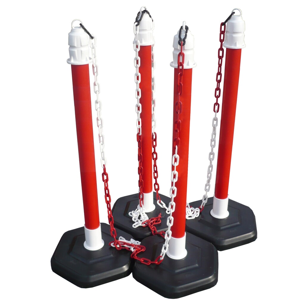 Juego de postes para cadenas Premium, para interiores, 4 postes rojo Imagen del producto: Juego de postes para cadenas Premium, para interiores, 4 postes rojo