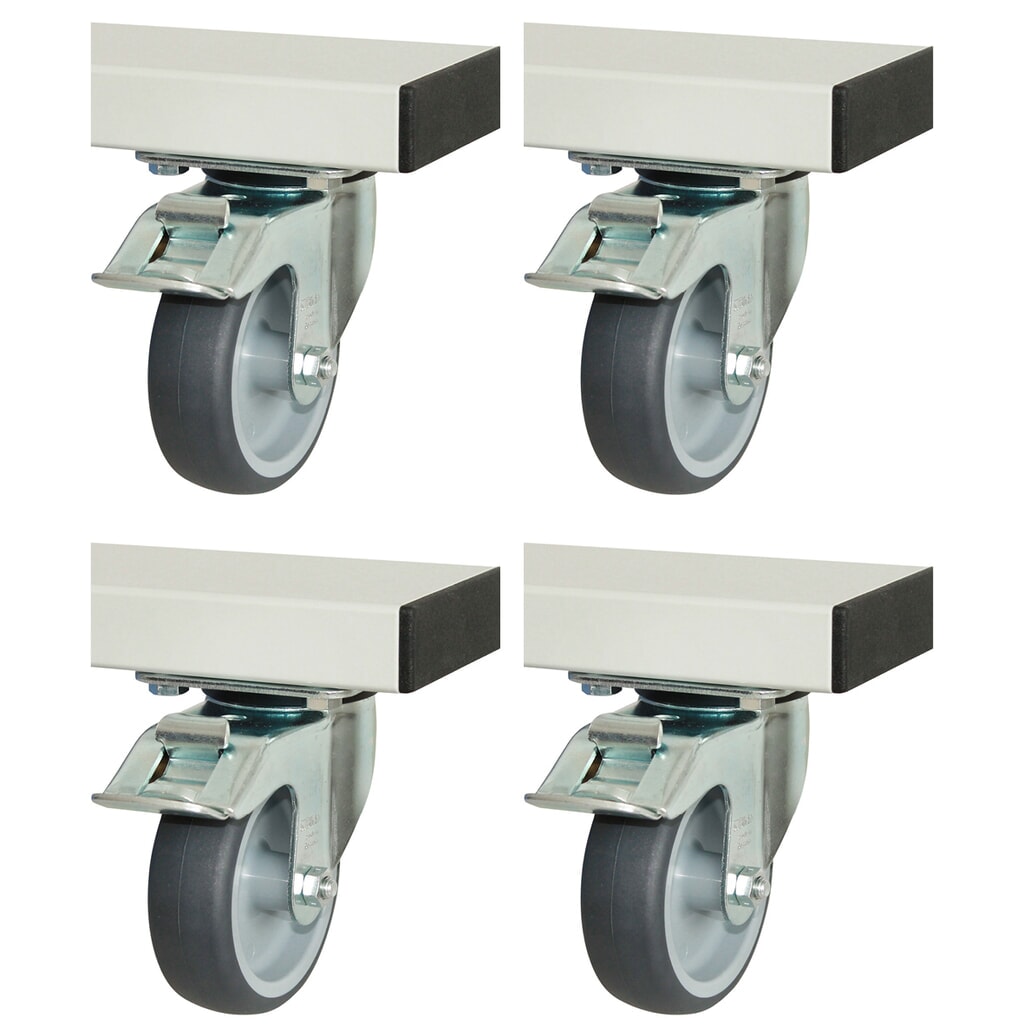 Imagen del producto: Juego de ruedas RAU para serie adlatus 300/600, H x A x F 125 x 100 x 30 mm, 4 ruedas directrices con bloqueo