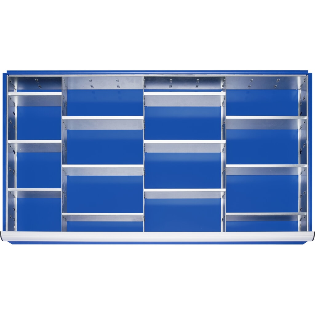 Juego de separadores para cajón RAU, H x A x F 47 x 1.055 x 560 mm, con juego de listones encajables de 4 piezas y 3 divisiones, tamaño XXL para altura frontal 60-90 mm Imagen del producto: Juego de separadores para cajón RAU, H x A x F 47 x 1.055 x 560 mm, con juego de listones encajables de 4 piezas y 3 divisiones, tamaño XXL para altura frontal 60-90 mm