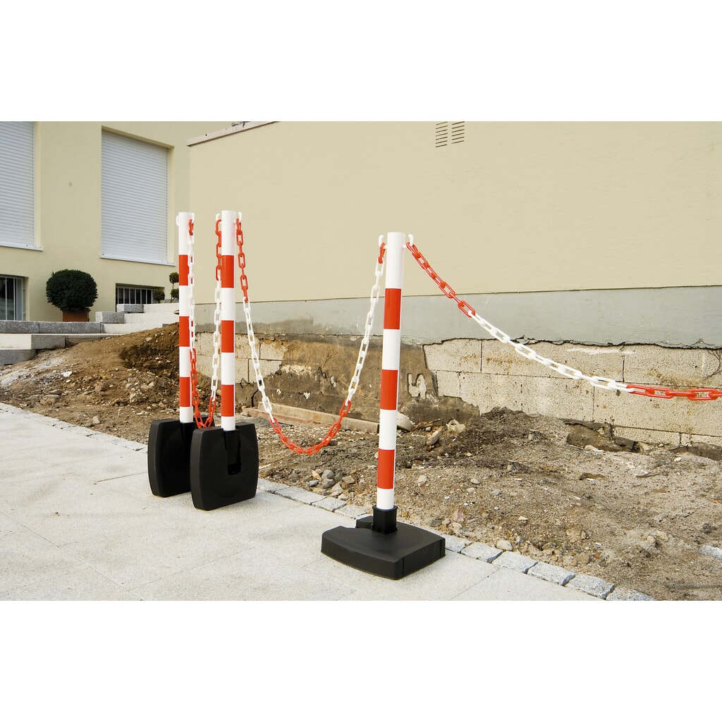 Juego de soporte de advertencia de cadena Guarda-Flex, 4 soportes y cadena de 10 m, rojo/blanco Número de imagen del producto 3: Juego de soporte de advertencia de cadena Guarda-Flex, 4 soportes y cadena de 10 m, rojo/blanco