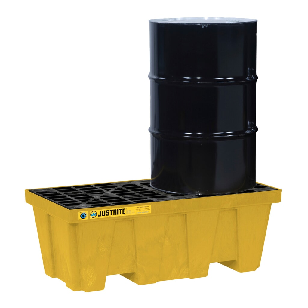 Imagen del producto: Justrite® cubeta de retención de plástico 100% reciclado, para 2 barriles de 200 l, capacidad 250 l, amarillo