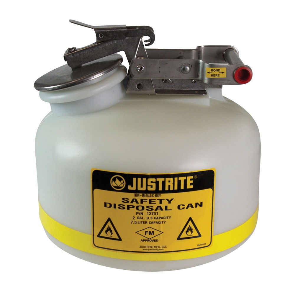 Imagen del producto: Justrite - Recipiente de seguridad (HDPE, 7,5 L), color blanco