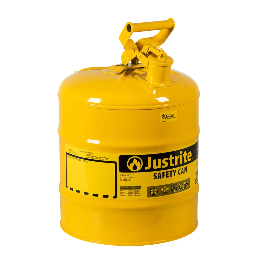 Imagen del producto: Justrite - Contenedor de seguridad tipo I con asa giratoria (19 litros), color amarillo