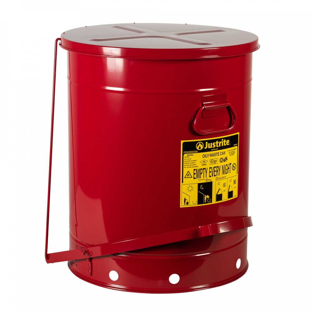 Número de imagen del producto 1: Justrite - Pedal para banco de trabajo (80 L), color rojo