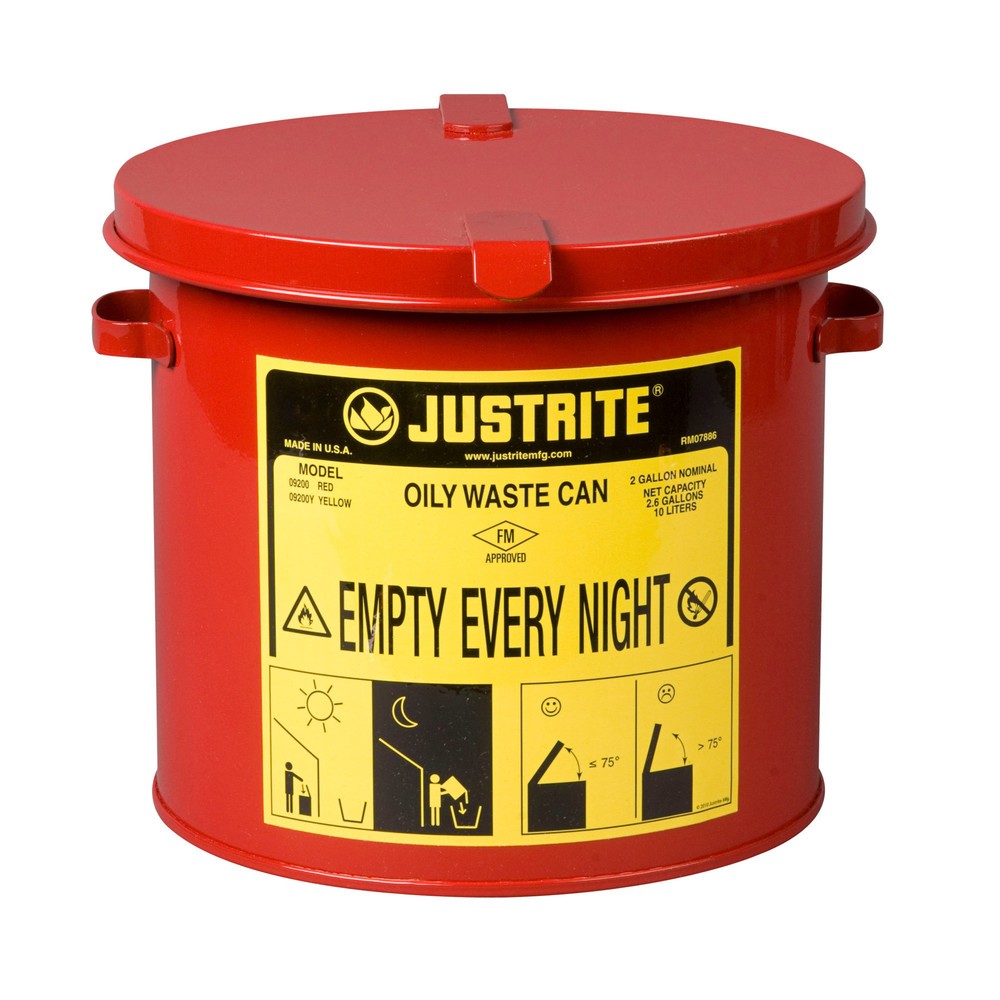 Número de imagen del producto 1: Justrite - Recipiente colector manual para banco de trabajo (8 L), color rojo
