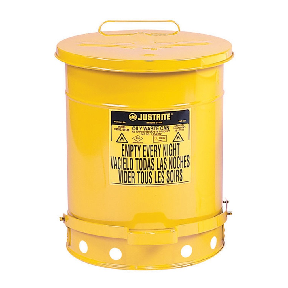 Número de imagen del producto 1: Justrite - Pedal para banco de trabajo (80 L), color amarillo