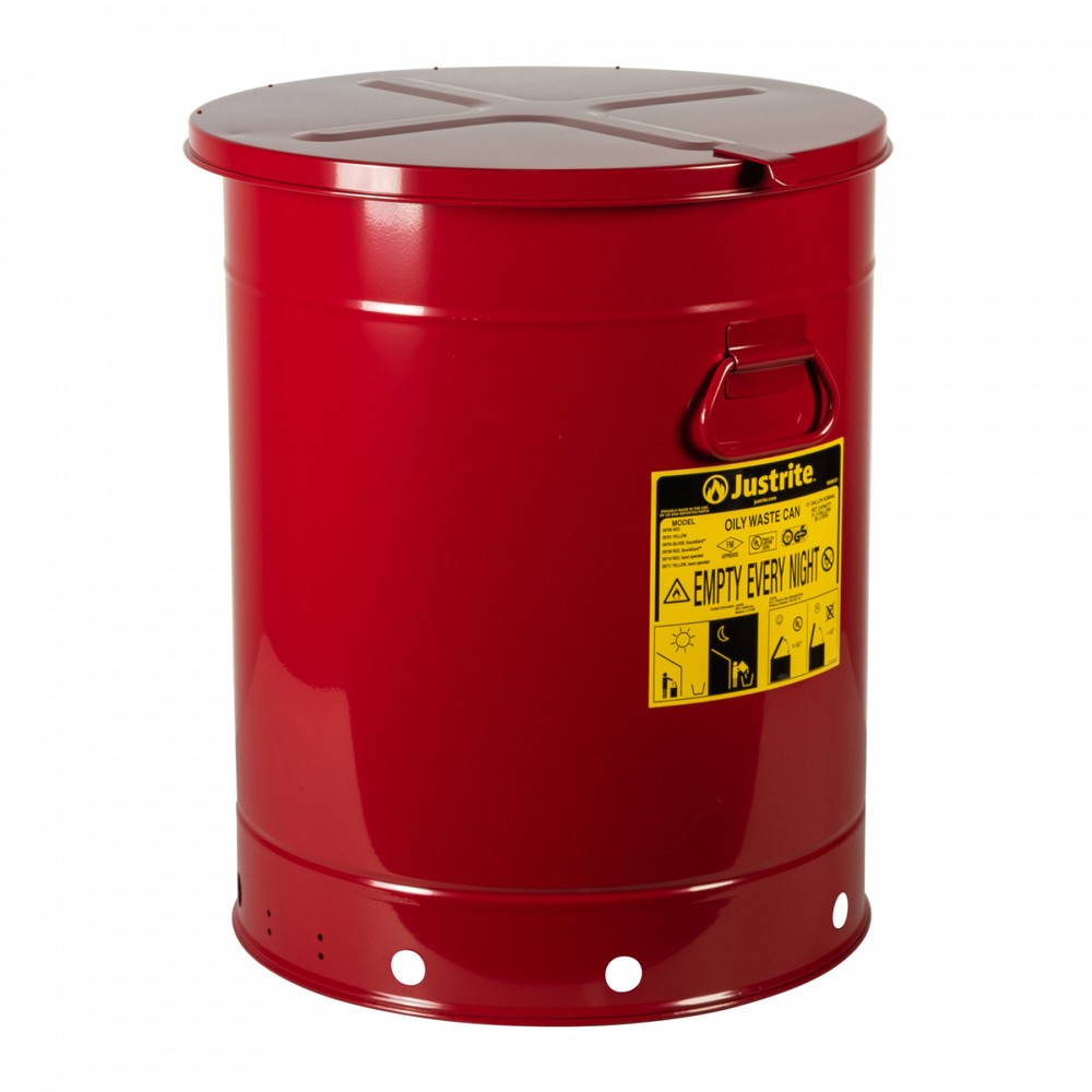 Número de imagen del producto 1: Justrite - Recipiente colector manual para banco de trabajo (80 L), color rojo