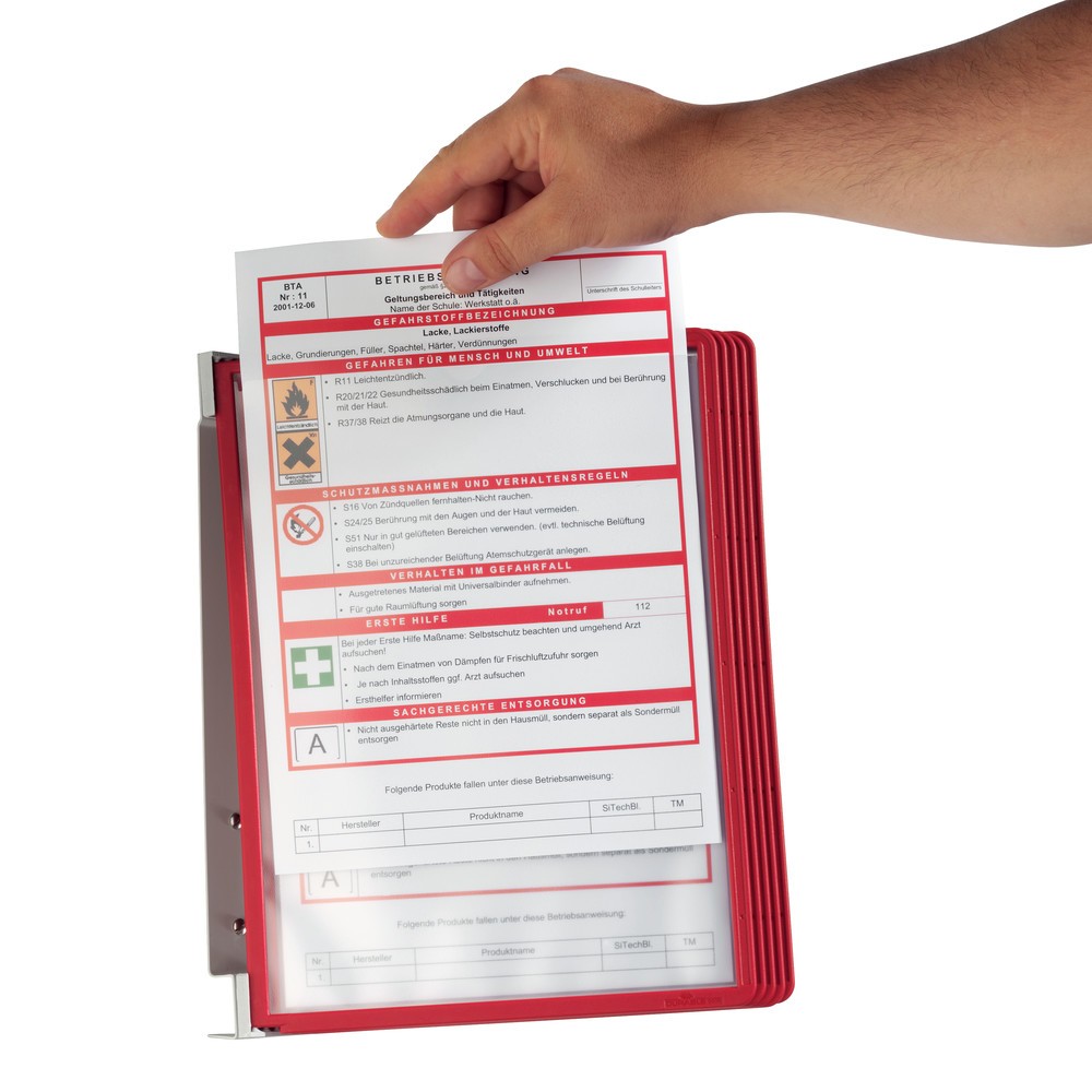 Número de imagen del producto 2: Kit completo de soporte de mesa Vario®, 5 portahojas transparentes, rojo