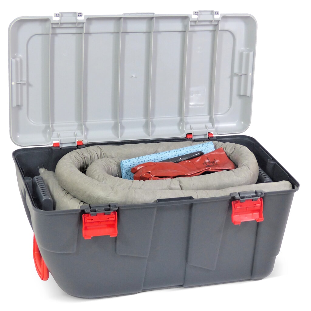 Kit de emergencia universal, capacidad 75 litros, caja de rodillos Número de imagen del producto 2: Kit de emergencia universal, capacidad 75 litros, caja de rodillos