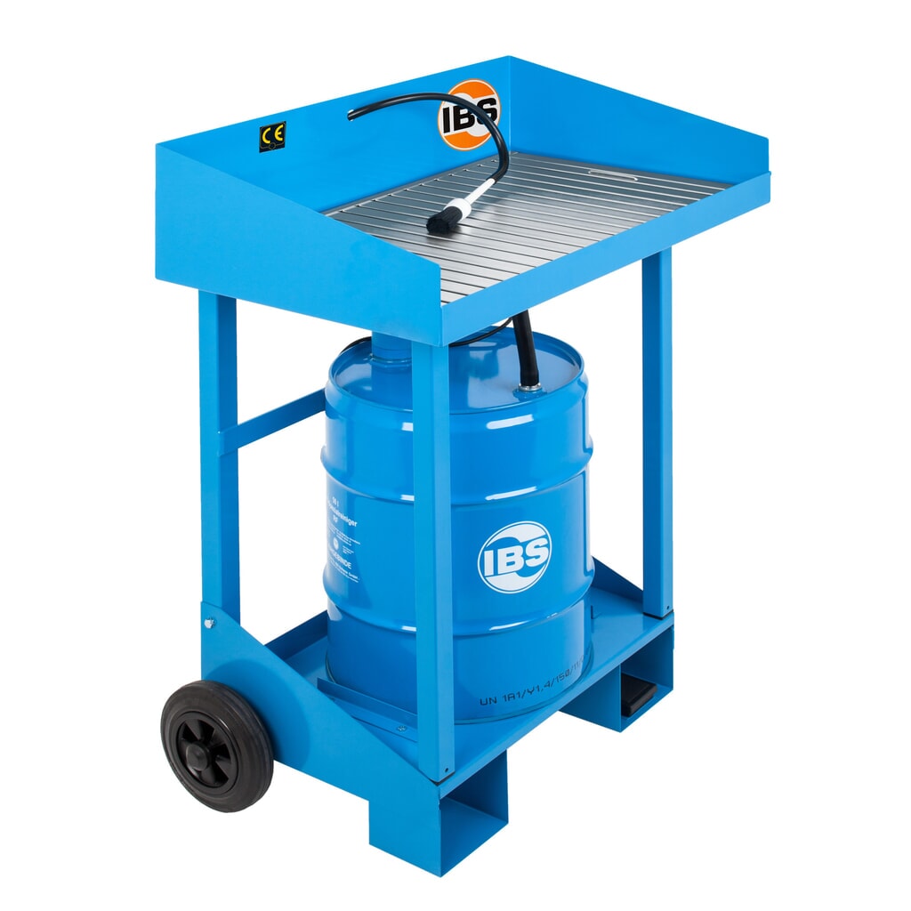 Limpiador de piezas pequeñas para barriles de 50 litros, móvil, chapa de acero Imagen del producto: Limpiador de piezas pequeñas para barriles de 50 litros, móvil, chapa de acero