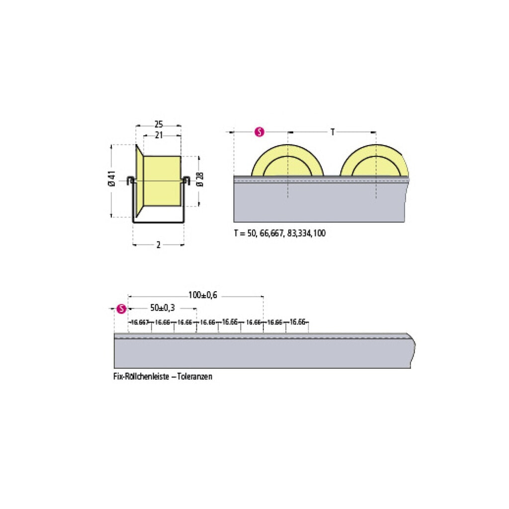 Número de imagen del producto 2: Listones en U con ruedas, RU-con pestaña, separación 100 mm, CC por rodillo 5 kg