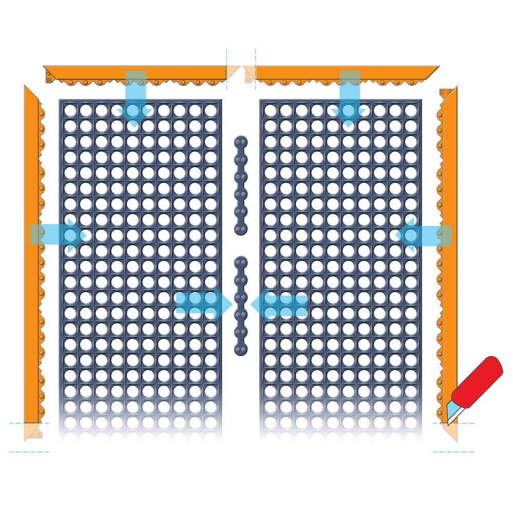 Número de imagen del producto 2: Borde biselado para alfombra antifatiga de caucho nitrilo, An x L 910 x 52 mm, naranja