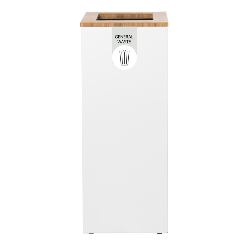Imagen del producto: Cubo de residuos LUNE Paxa mediano, 34 litros, blanco/bambú/gris