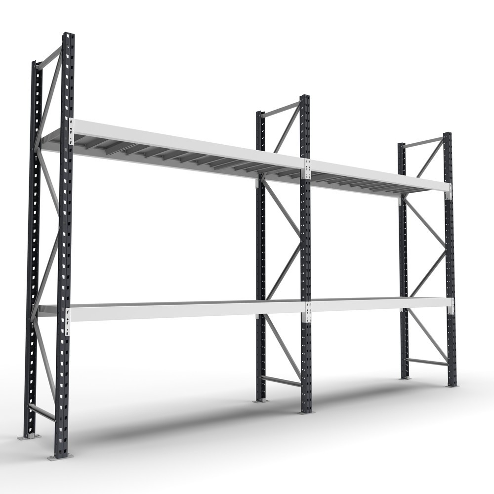 Número de imagen del producto 5: Estantería ancha ManOrga, con balda de paneles de acero, módulo inicial, carga por estante 740 kg, 2.000 x 2.700 x 1.000 mm (alto x ancho x fondo)
