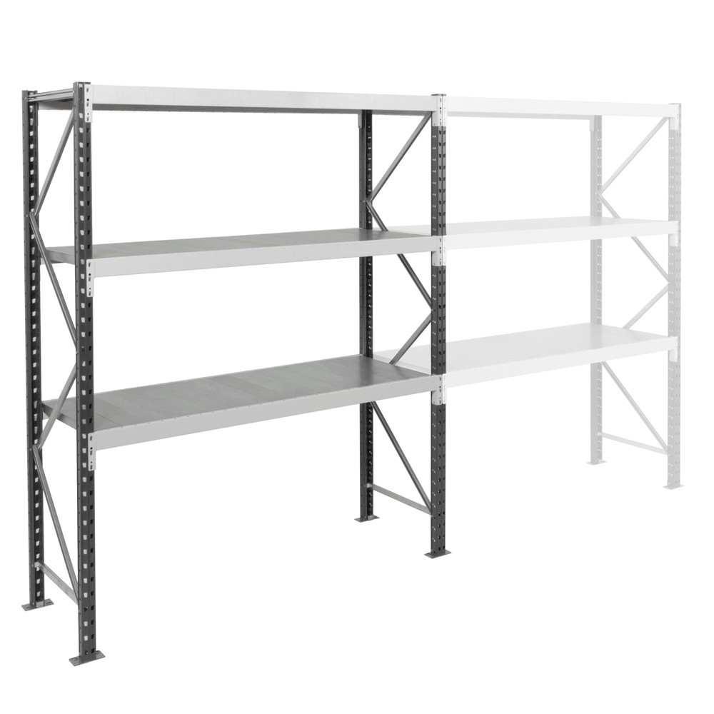 Imagen del producto: Estantería ancha ManOrga, con balda de paneles de acero, módulo inicial, carga por estante 880 kg, 2.500 x 1.800 x 600 mm (alto x ancho x fondo)