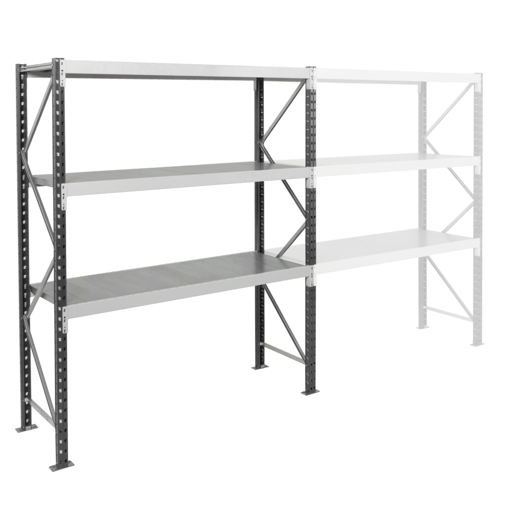 Estantería ancha ManOrga, con balda de paneles de acero, módulo inicial, carga por estante 880 kg, 2.500 x 1.800 x 600 mm (alto x ancho x fondo) Número de imagen del producto 1: Estantería ancha ManOrga, con balda de paneles de acero, módulo inicial, carga por estante 880 kg, 2.500 x 1.800 x 600 mm (alto x ancho x fondo)