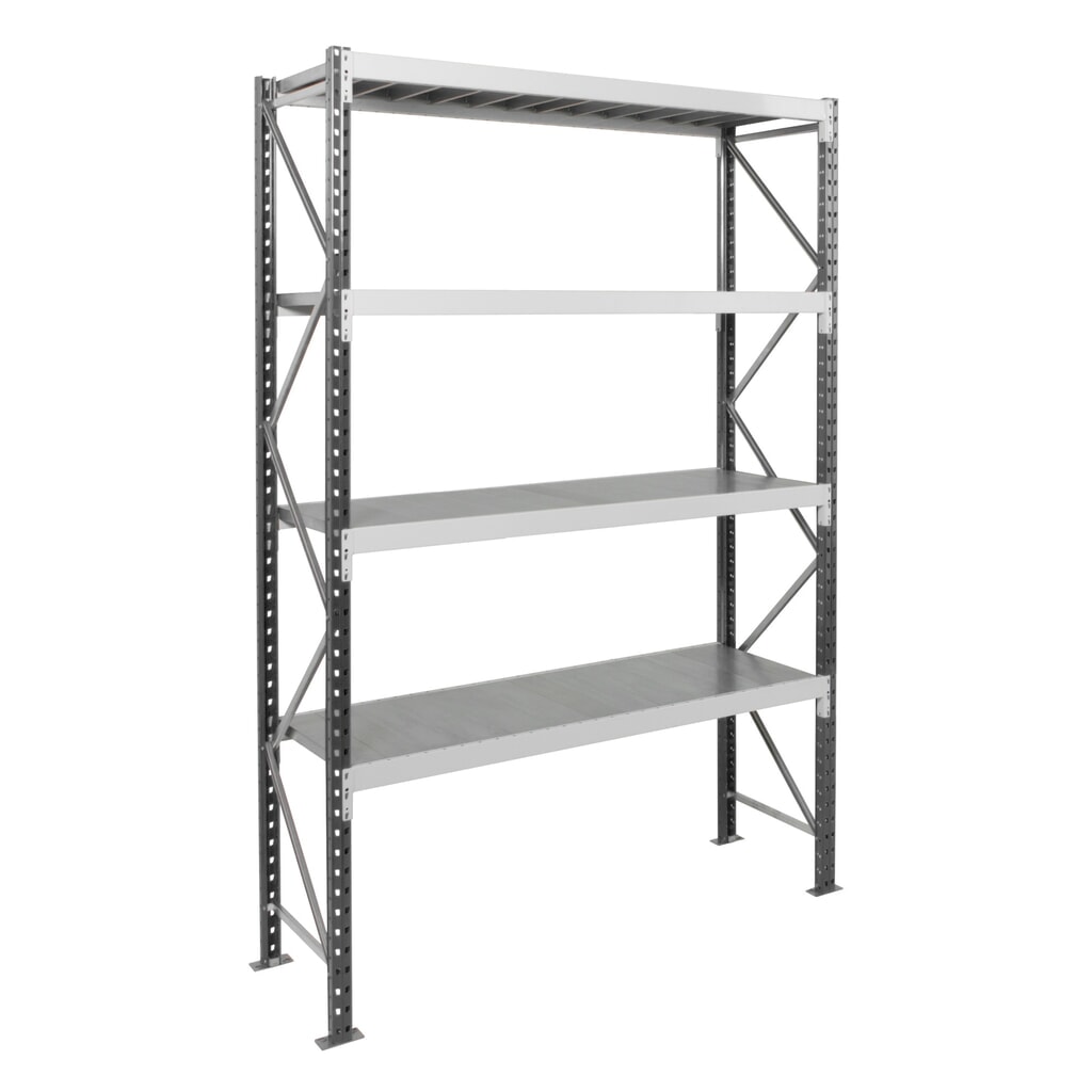Estantería ancha ManOrga, con balda de paneles de acero, módulo inicial, carga por estante 880 kg, 3.000 x 1.800 x 600 mm (alto x ancho x fondo) Número de imagen del producto 1: Estantería ancha ManOrga, con balda de paneles de acero, módulo inicial, carga por estante 880 kg, 3.000 x 1.800 x 600 mm (alto x ancho x fondo)