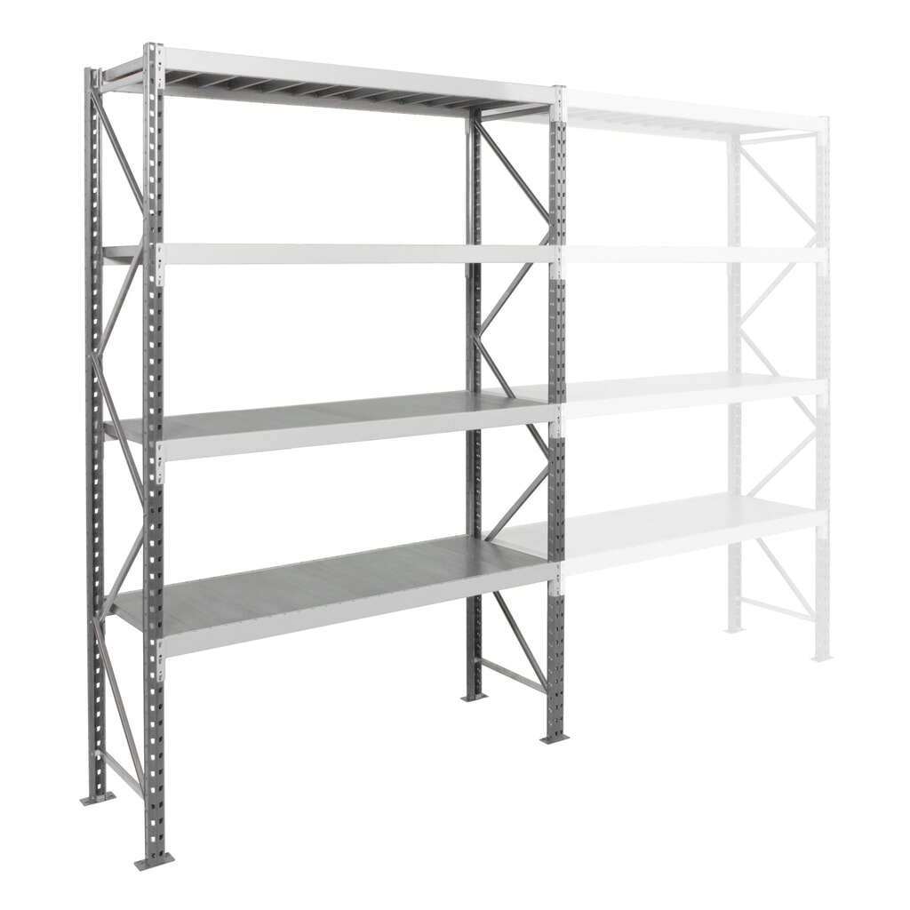 Estantería ancha ManOrga, con balda de paneles de acero, módulo inicial, carga por estante 880 kg, 3.000 x 1.800 x 600 mm (alto x ancho x fondo) Número de imagen del producto 2: Estantería ancha ManOrga, con balda de paneles de acero, módulo inicial, carga por estante 880 kg, 3.000 x 1.800 x 600 mm (alto x ancho x fondo)
