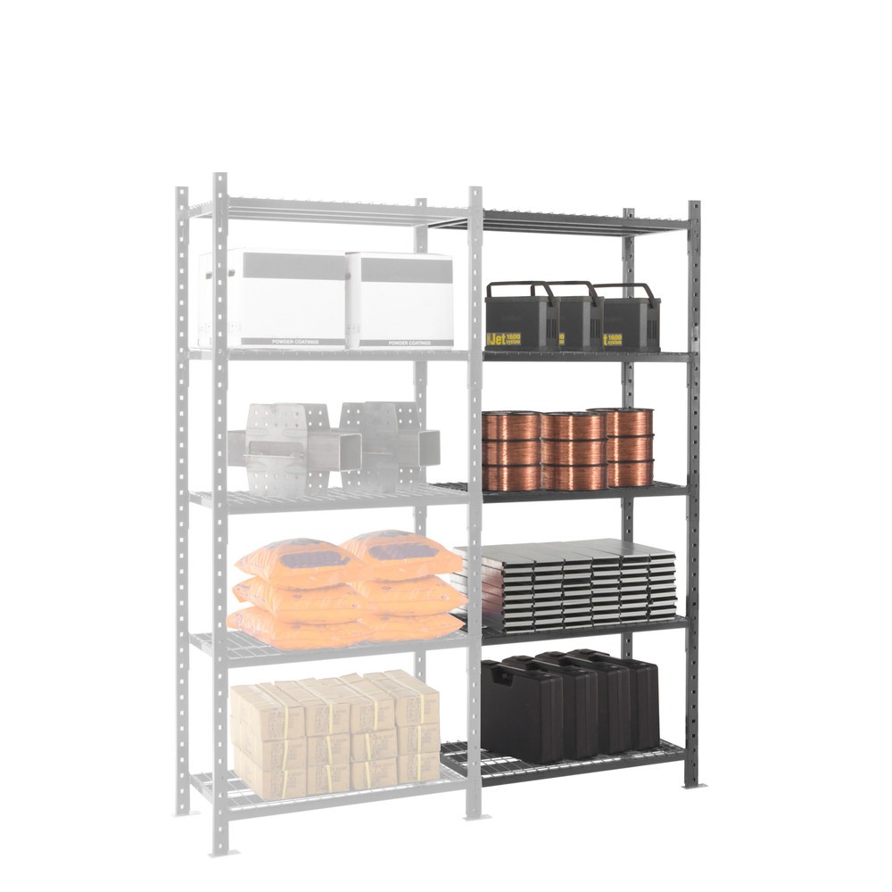 Número de imagen del producto 9: ManOrga Estantería de cargas pequeñas, módulo adicional, con baldas de rejilla, carga por estante 460 kg, ALxANxFO 2.000 x 1.260 x 500 mm