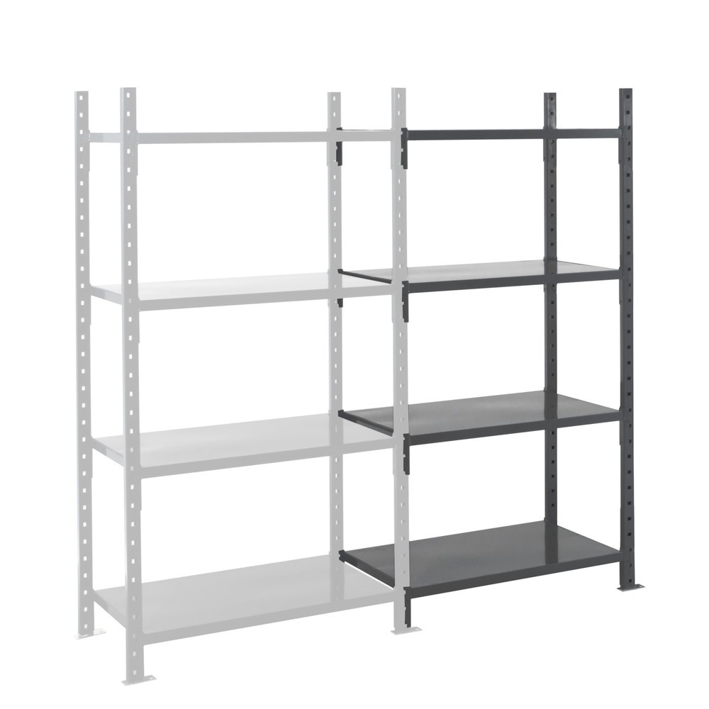 Imagen del producto: ManOrga Estantería de cargas pequeñas, módulo adicional, con baldas de paneles de acero, carga por estante 460 kg, ALxANxFO 2.000 x 1.260 x 600 mm