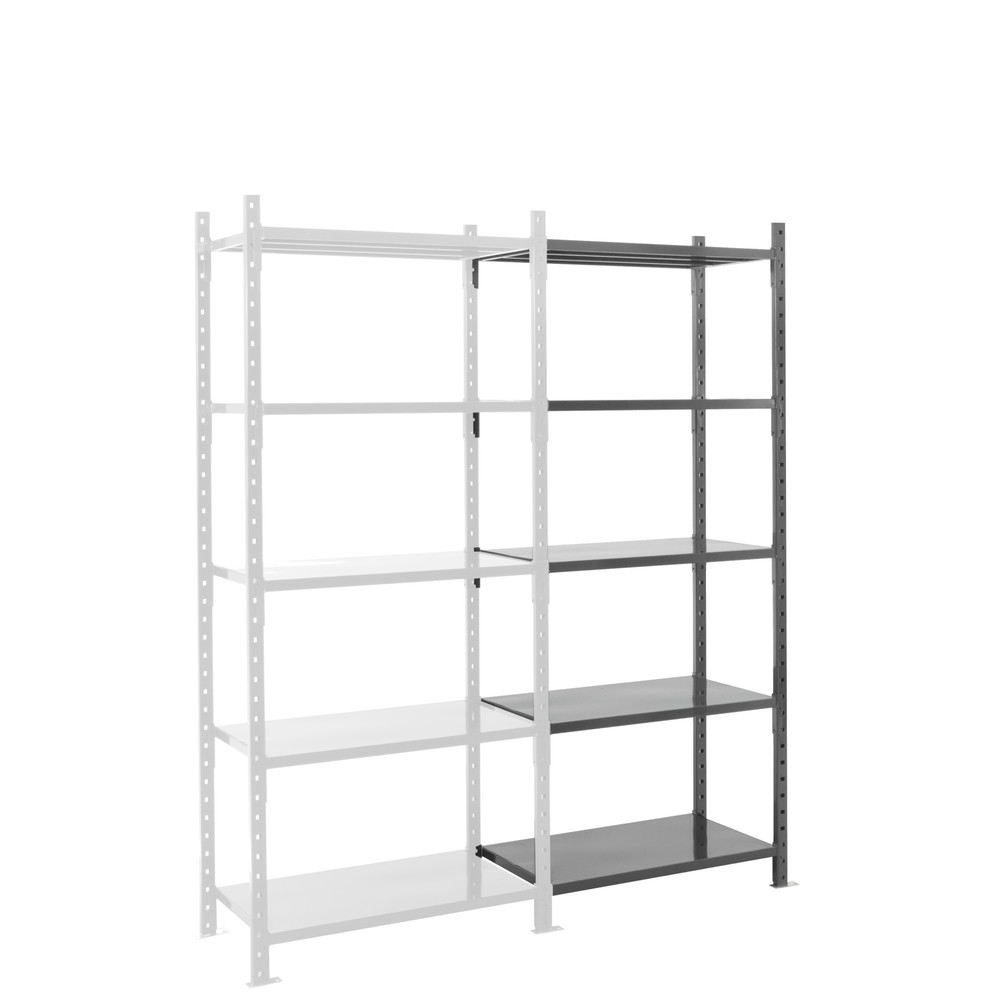 Imagen del producto: ManOrga Estantería de cargas pequeñas, módulo adicional, con baldas de paneles de acero, carga por estante 460 kg, ALxANxFO 2.500 x 1.260 x 600 mm