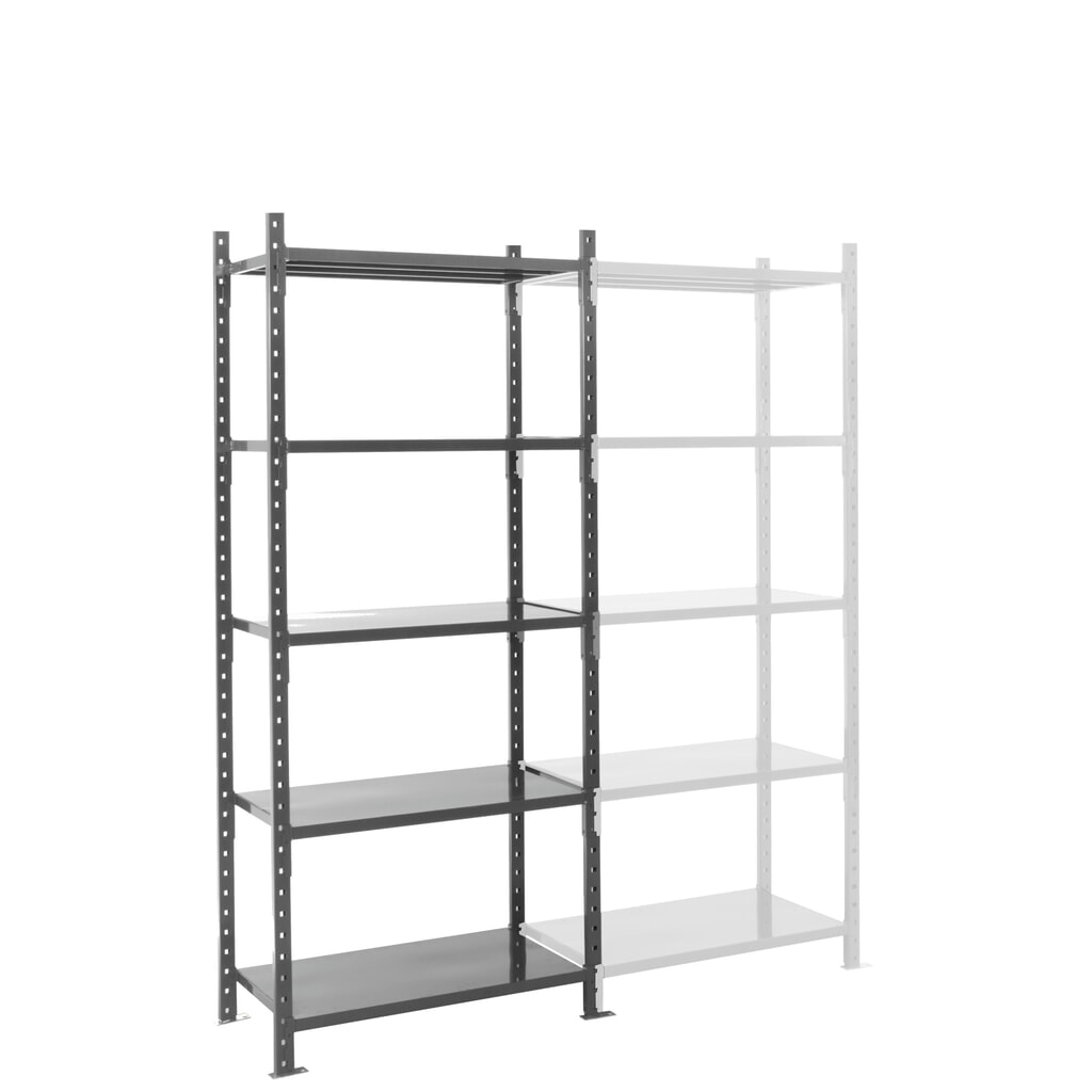 Número de imagen del producto 1: Estantería de cargas pequeñas ManOrga gris grafito con estantes de chapa de acero, carga por estante 460 kg, HxAxF 2.500 x 1.300 x 510 mm