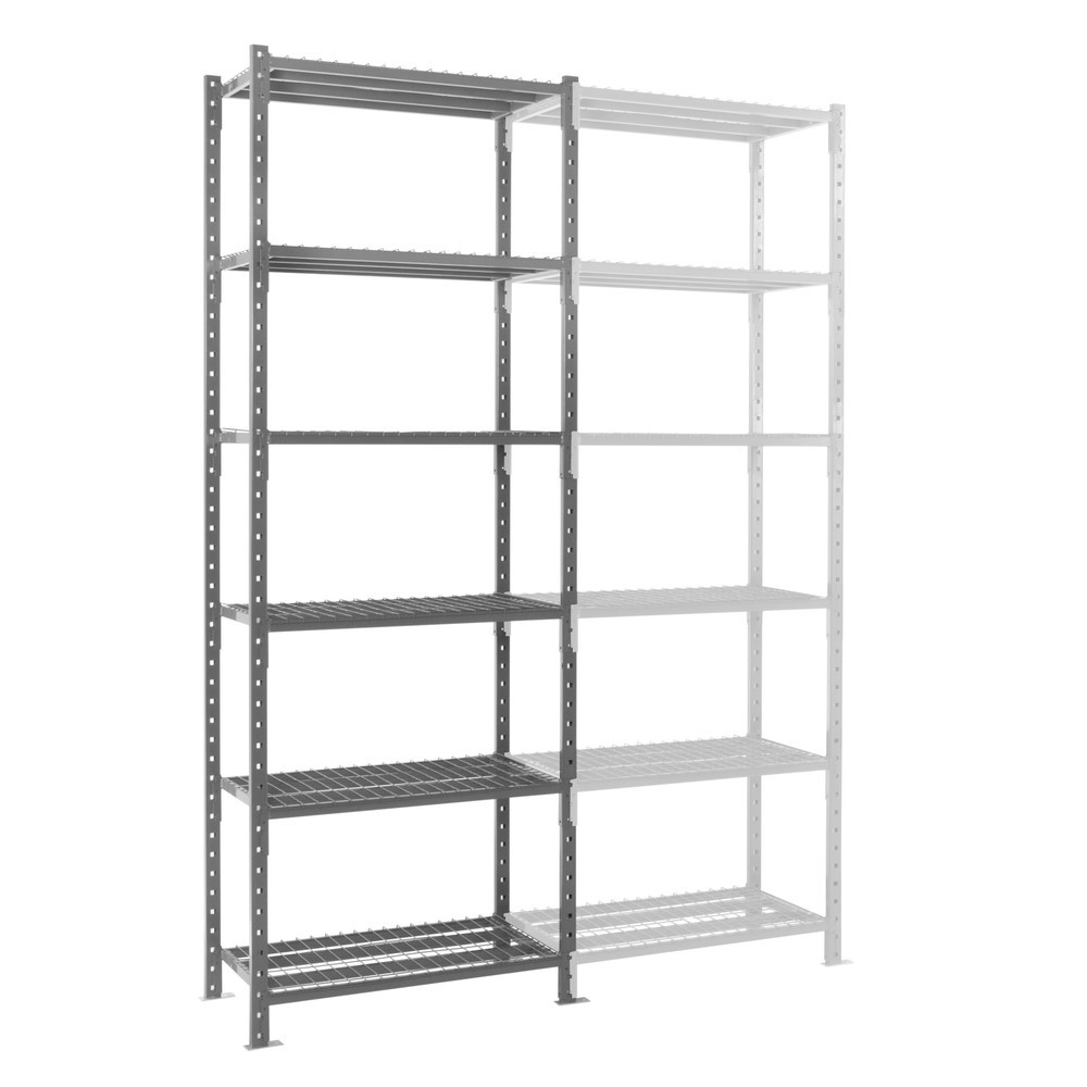Imagen del producto: Estantería de cargas pequeñas ManOrga gris grafito con baldas de rejilla, carga por estante 460 kg, HxAxF 3.000 x 1.300 x 510 mm