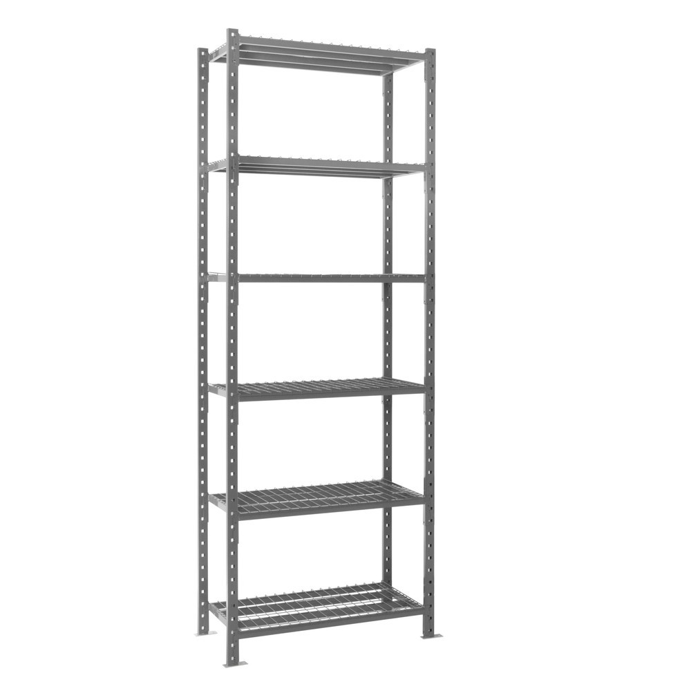 Número de imagen del producto 6: Estantería de cargas pequeñas ManOrga gris grafito con baldas de rejilla, carga por estante 460 kg, HxAxF 3.000 x 1.300 x 510 mm