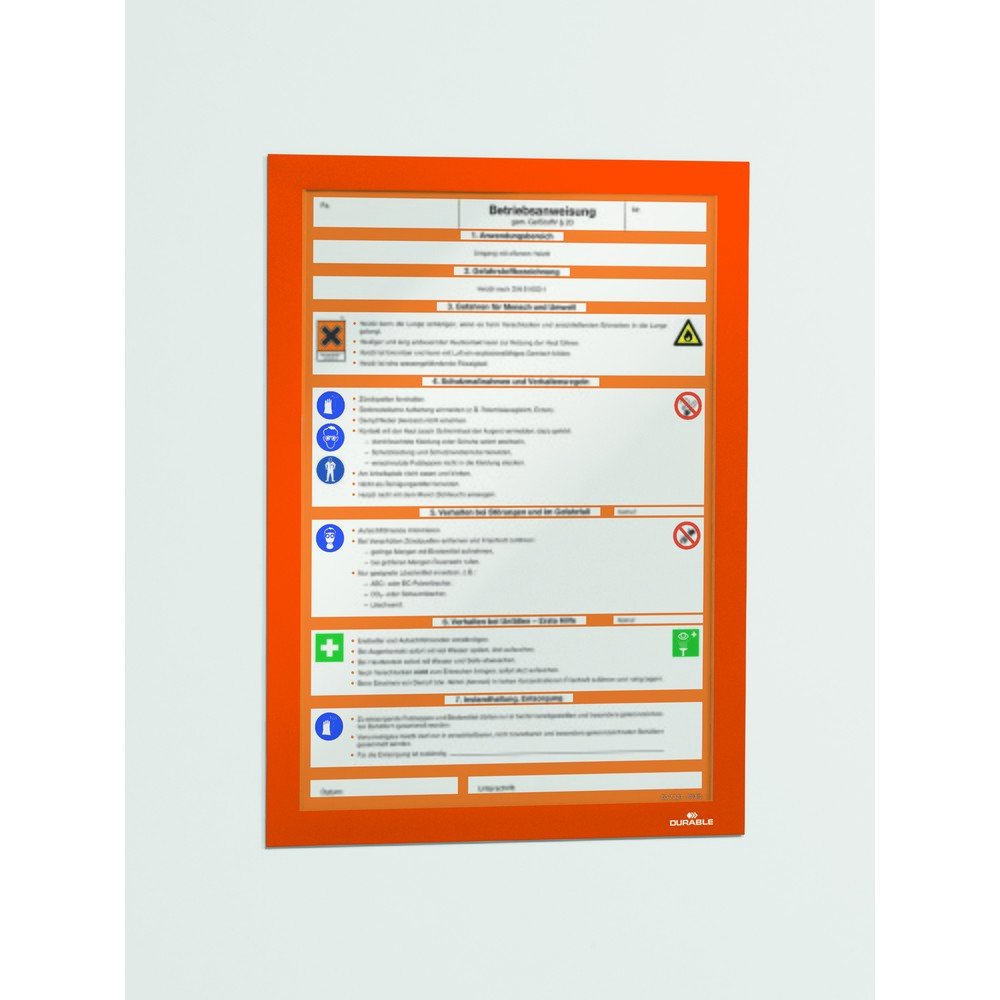 Número de imagen del producto 7: Marco informativo DURABLE DURAFRAME®, autoadhesivo, DIN A4, naranja