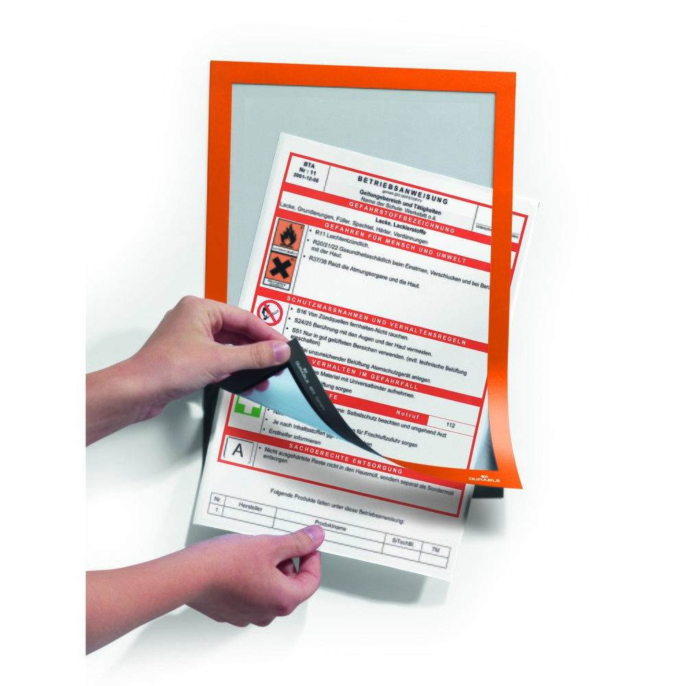 Número de imagen del producto 9: Marco informativo DURABLE DURAFRAME®, autoadhesivo, DIN A4, naranja