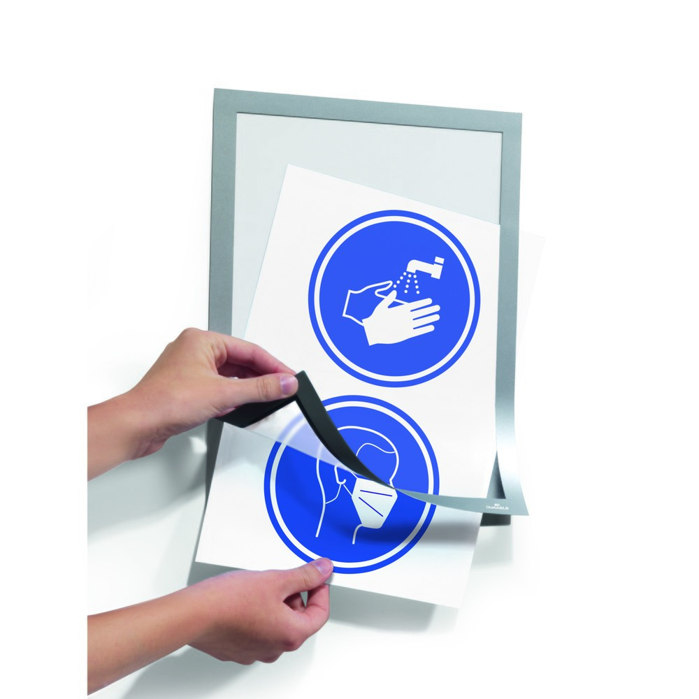 Número de imagen del producto 6: Marco informativo DURABLE DURAFRAME®, autoadhesivo, DIN A4, plata metalizada