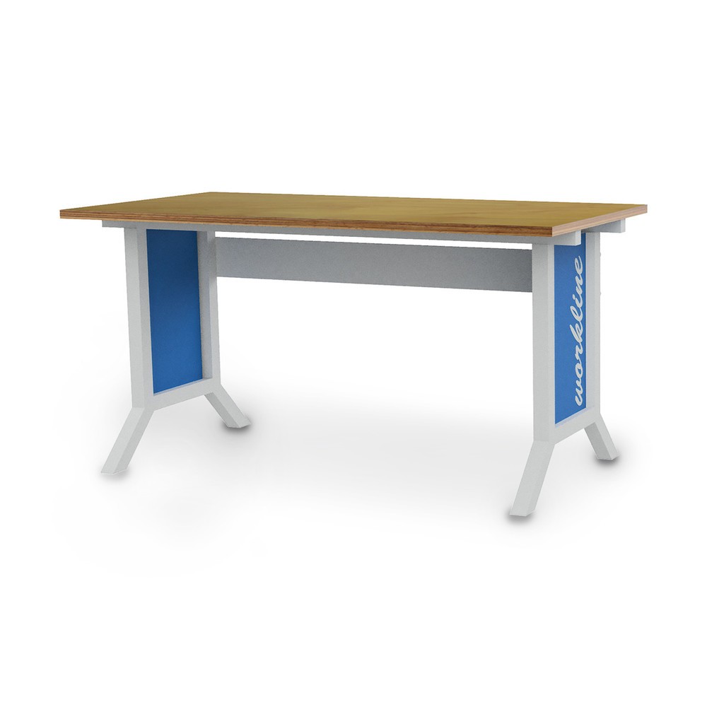 Número de imagen del producto 1: Mesa básica para sistema de puestos de trabajo Bedrunka+Hirth, ajuste de altura con manivela, azul luminoso