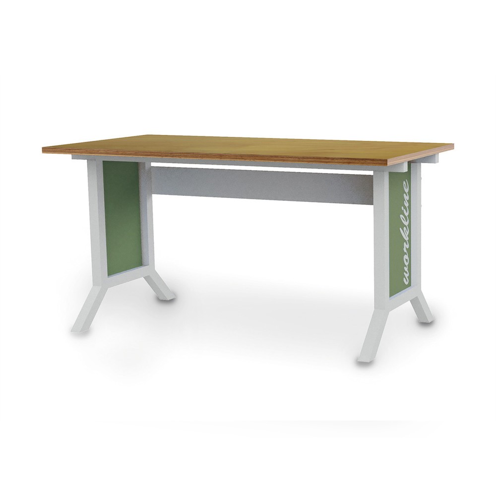 Número de imagen del producto 1: Mesa básica para sistema de puestos de trabajo Bedrunka+Hirth, ajuste de altura con sujeción, verde reseda