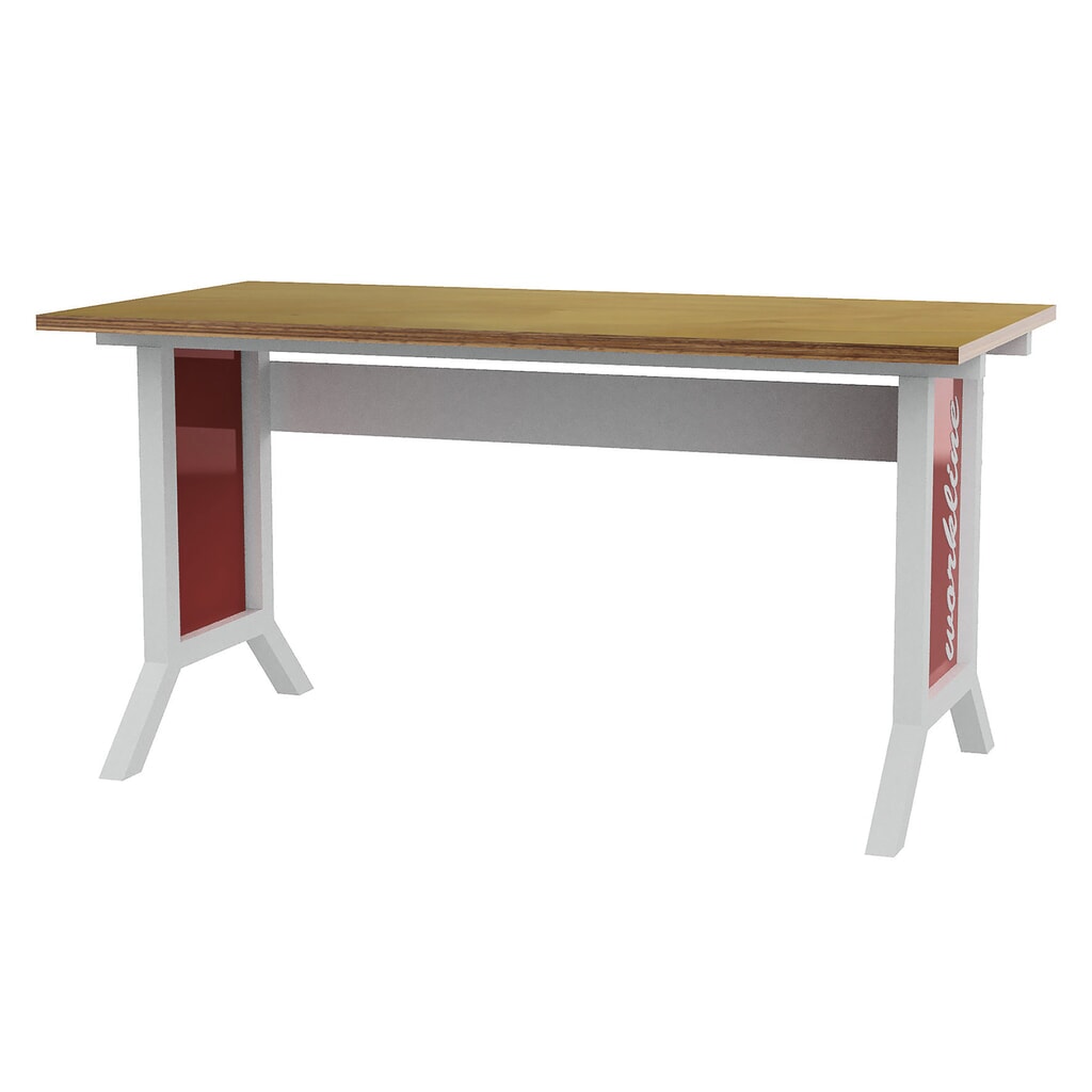 Imagen del producto: Mesa básica para sistema de puestos de trabajo Bedrunka+Hirth, ajuste de altura con manivela, rojo rubí