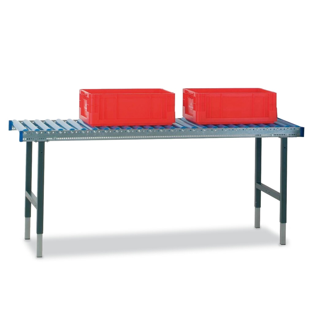 Imagen del producto: Rocholz mesa de embalaje ajustable en altura manualmente SYSTEM 2000, con vía de rodillos, sin superficie de trabajo, Al x An x F 690-960 x 1.955 x 640 mm