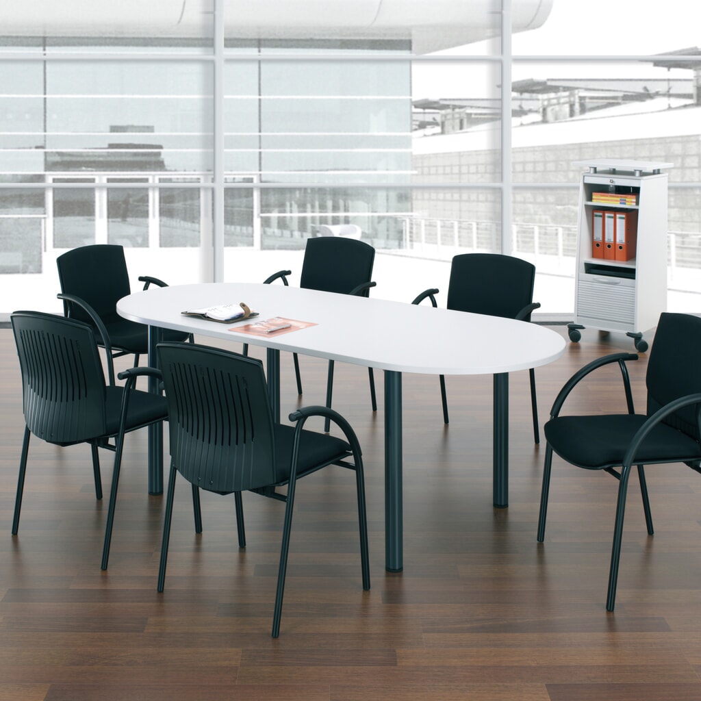Mesa de conferencia ovalada, ancho An x F 2.000 x 900 mm, arce/antracita Imagen del producto: Mesa de conferencia ovalada, ancho An x F 2.000 x 900 mm, arce/antracita