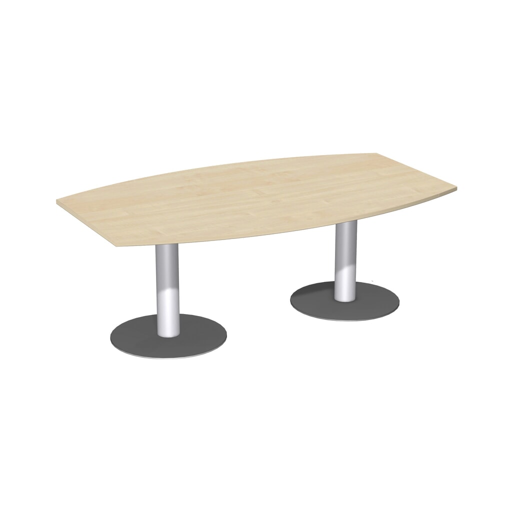 Imagen del producto: Mesa de conferencia en forma de barril, con base de placa, ancho An x F 2.000 x 800/1200 mm, arce