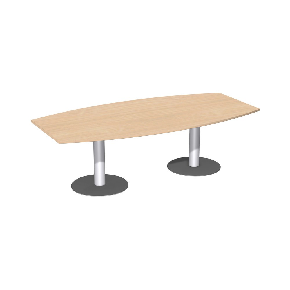 Imagen del producto: Mesa de conferencia en forma de barril, con base de placa, ancho An x F 2.400 x 800/1200 mm, haya