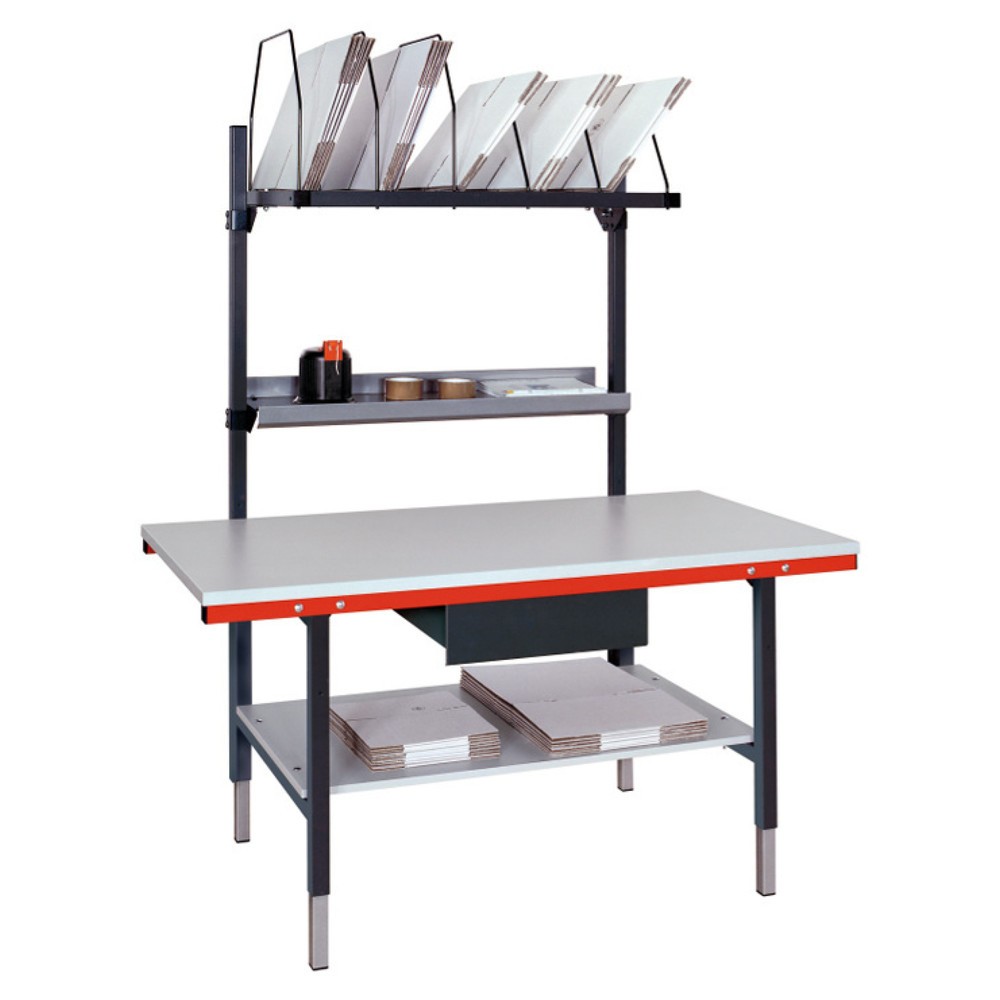Número de imagen del producto 3: Mesa de embalaje completa Rocholz con cajón, HxAxF 690-960 x 1600 x 800 mm