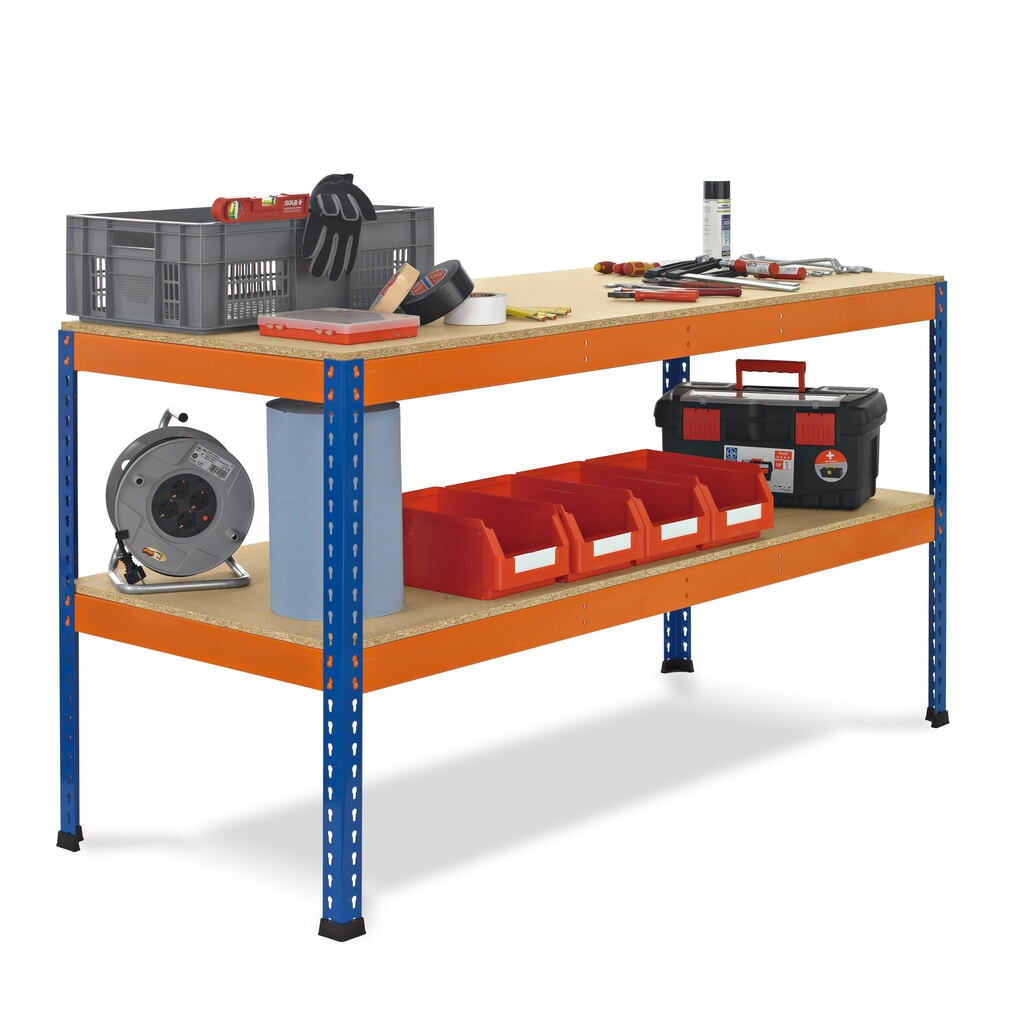 Mesa de taller SCHULTE con 2 tableros de aglomerado, Al x An x F: 990 x 1.536 x 621 mm Imagen del producto: Mesa de taller SCHULTE con 2 tableros de aglomerado, Al x An x F: 990 x 1.536 x 621 mm