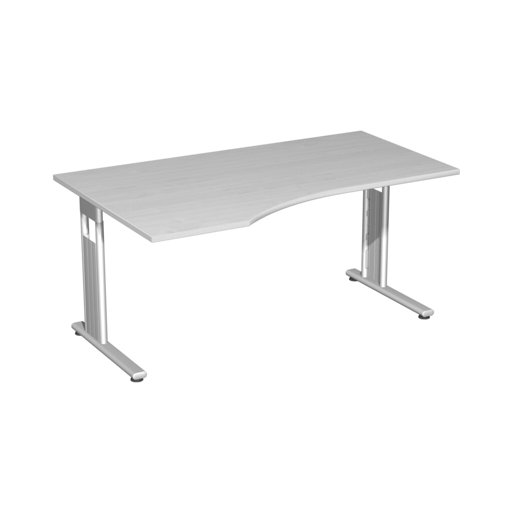Imagen del producto: Escritorio de oficina Geramöbel Lisboa, bastidor en C, tablero de mesa en forma de PC a la izquierda, AxP 1.800 x 1.000 mm, arce