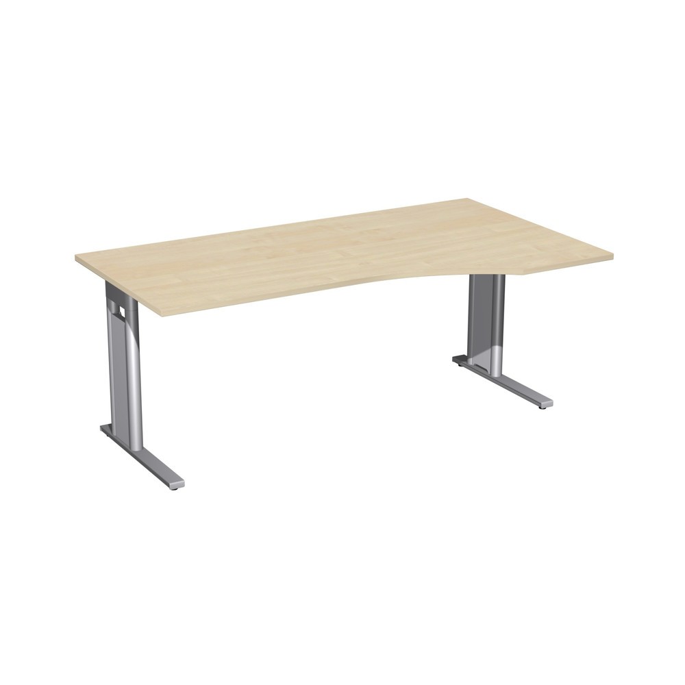 Imagen del producto: Mesa de trabajo profesional PC, bastidor|chasis de pie en C, forma de PC derecha, ancho An x F 1.800 x 1.000 mm, arce