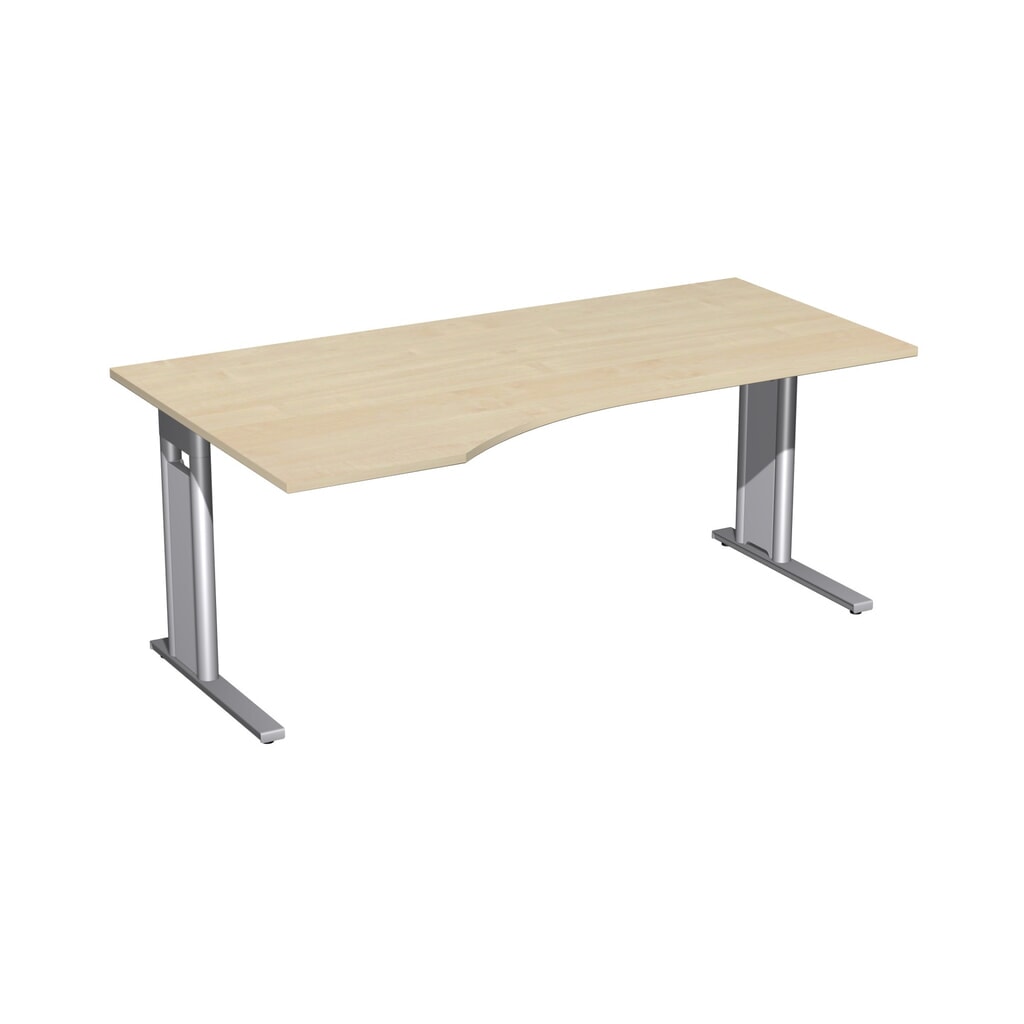 Escritorio de oficina profesional Geramöbel, bastidor en C, tablero de mesa en forma de PC a la izquierda, AxP 1.800 x 1.000 mm, arce Imagen del producto: Escritorio de oficina profesional Geramöbel, bastidor en C, tablero de mesa en forma de PC a la izquierda, AxP 1.800 x 1.000 mm, arce