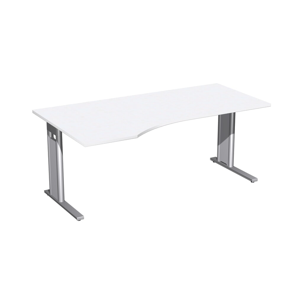 Imagen del producto: Escritorio de oficina profesional Geramöbel, bastidor en C, tablero de mesa en forma de PC a la izquierda, AxP 1.800 x 1.000 mm, blanco