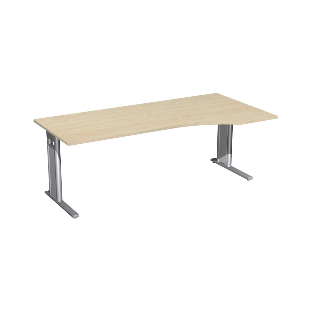 Imagen del producto: Mesa de trabajo profesional para PC, bastidor|chasis de pie en C, forma de PC derecha, ancho x 2000 x 1.000 mm, arce