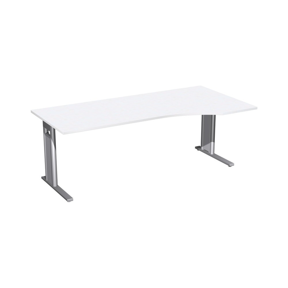 Imagen del producto: Mesa de trabajo profesional PC, bastidor|chasis de pie C, forma de PC derecha, ancho An x F 2.000 x 1.000 mm, blanco