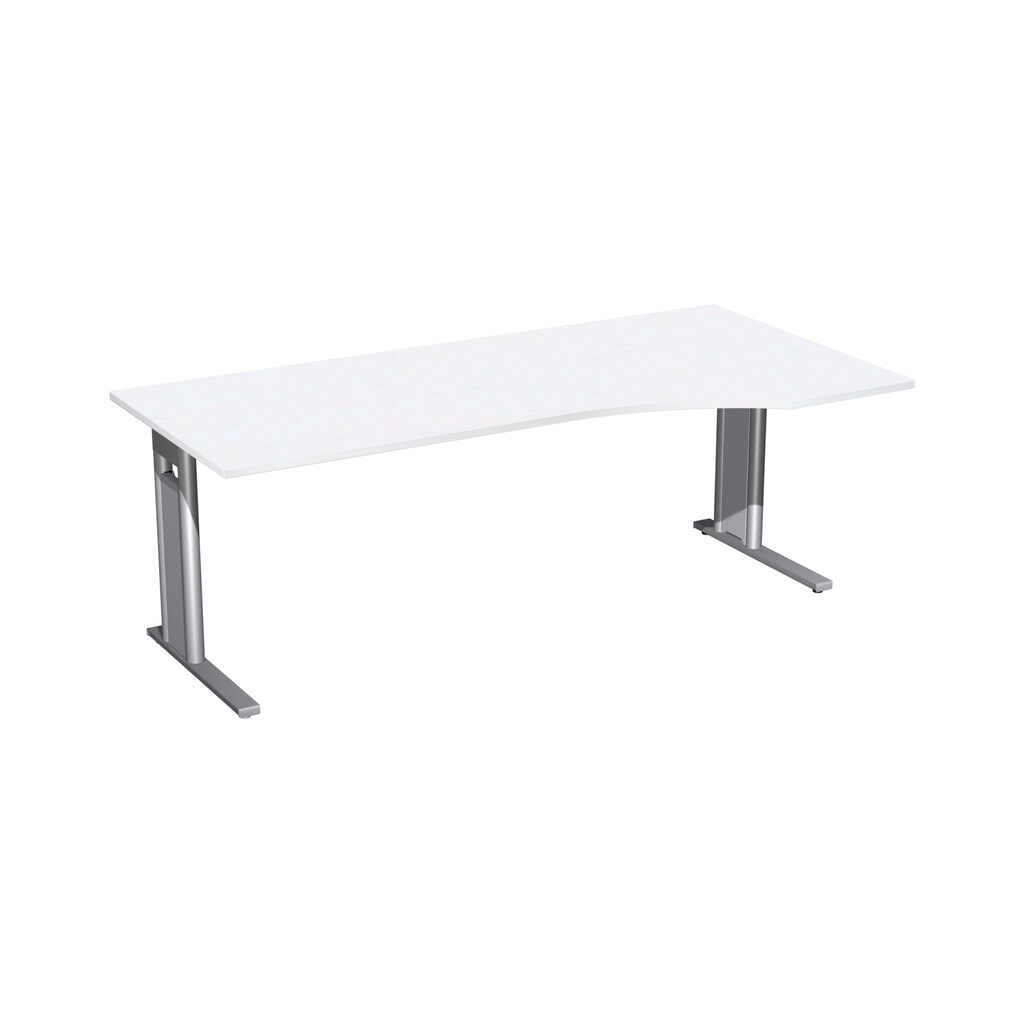 Imagen del producto: Escritorio de oficina profesional Geramöbel, bastidor en C, tablero de mesa en forma de PC a la derecha, AxP 2.000 x 1.000 mm, blanco